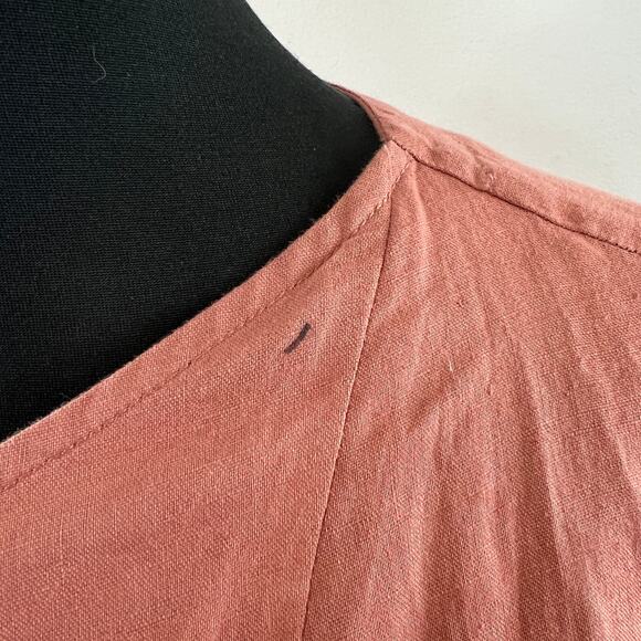 DALIA Dusty Pink Cardigan Top Linen Pockets 3/4 Roll Up Sleeve Size Large L - Picture 7 of 11